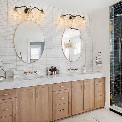 Luminaires de salle de bain modernes Ora à intensité variable, noirs et dorés