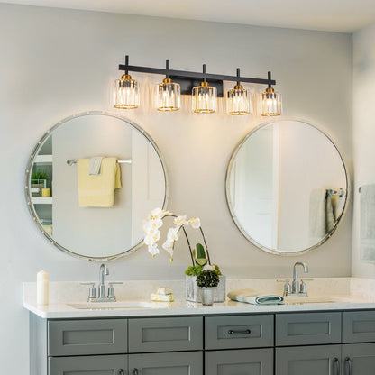 Applique murale moderne à 3/4/5 lumières en cristal, à intensité variable, au-dessus du miroir de salle de bain