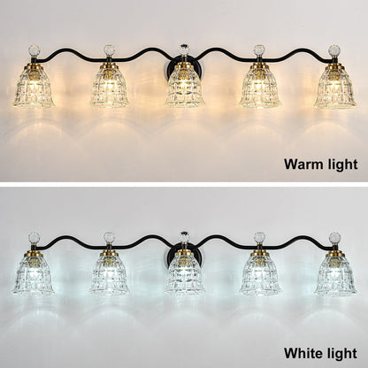 Luminaires de salle de bain modernes Ora à intensité variable, noirs et dorés