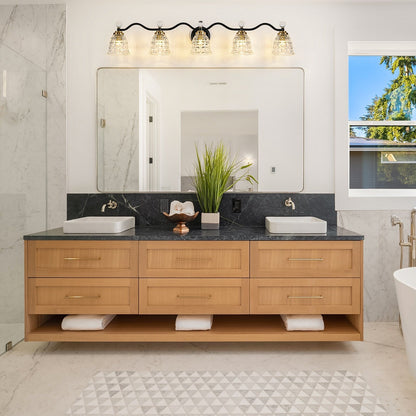 Luminaires de salle de bain modernes Ora à intensité variable, noirs et dorés