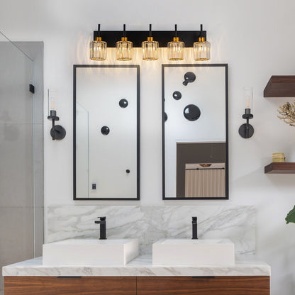 Appliques murales modernes à intensité variable pour salle de bain, avec abat-jour en cristal