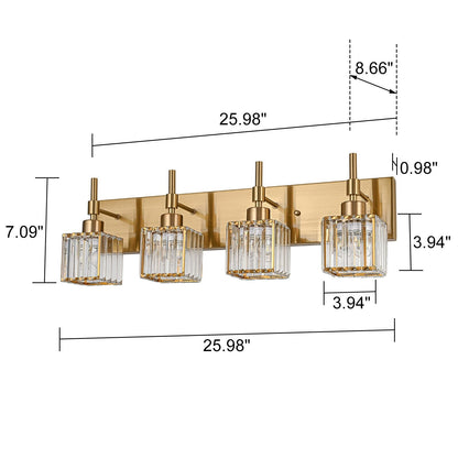 Luminaires de salle de bain modernes à intensité variable en cristal Ora, à installer au-dessus du miroir, style glamour.