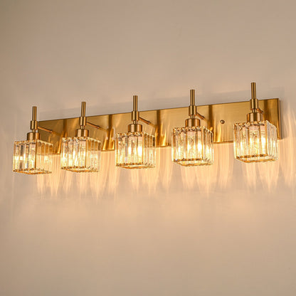 Luminaires de salle de bain modernes à intensité variable en cristal Ora, à installer au-dessus du miroir, style glamour.