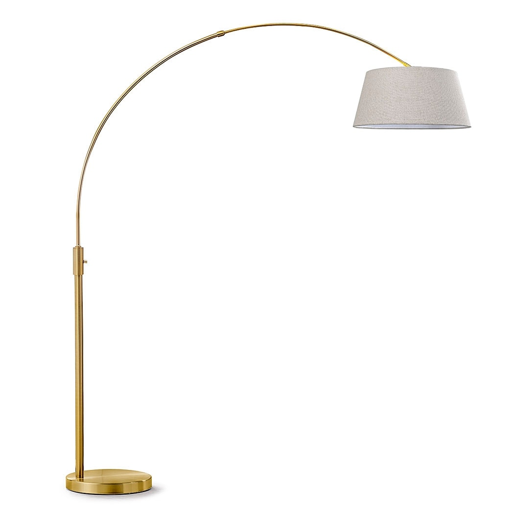 Lampadaire arqué rétractable à LED Orbita 81H, ampoule incluse, finition laiton antique