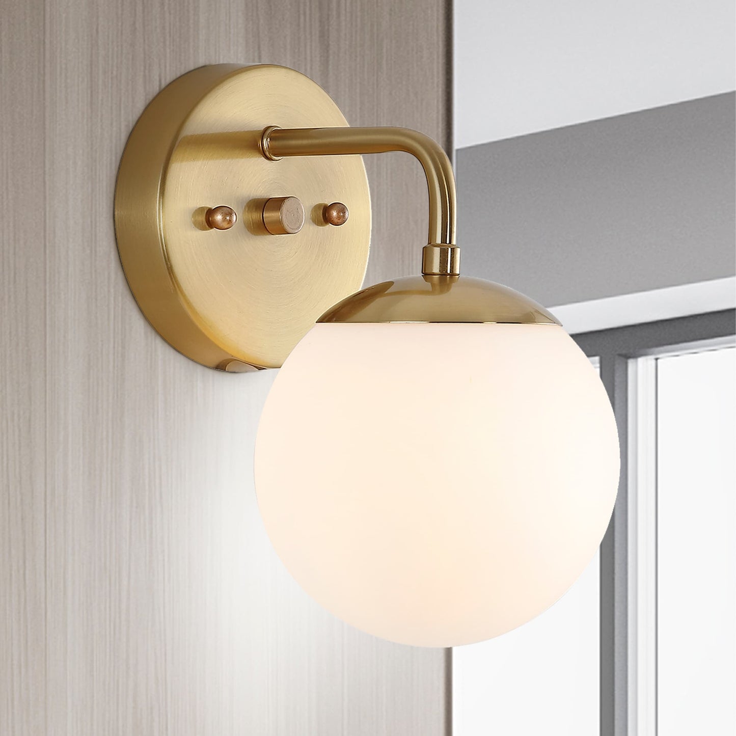 Meuble-lavabo moderne Globe en métal et verre dépoli avec éclairage LED, par JONATHAN Y