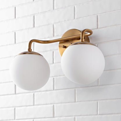 Meuble-lavabo moderne Globe en métal et verre dépoli avec éclairage LED, par JONATHAN Y