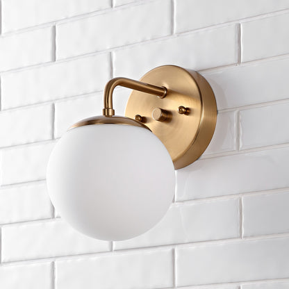 Meuble-lavabo moderne Globe en métal et verre dépoli avec éclairage LED, par JONATHAN Y
