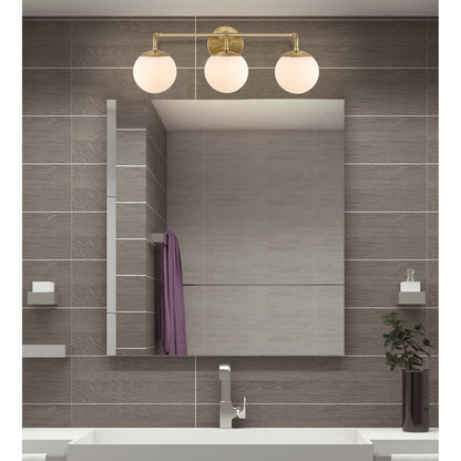 Meuble-lavabo moderne Globe en métal et verre dépoli avec éclairage LED, par JONATHAN Y