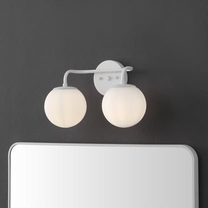 Meuble-lavabo moderne Globe en métal et verre dépoli avec éclairage LED, par JONATHAN Y