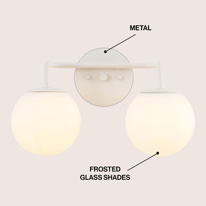 Meuble-lavabo moderne Globe en métal et verre dépoli avec éclairage LED, par JONATHAN Y