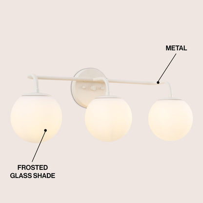 Meuble-lavabo moderne Globe en métal et verre dépoli avec éclairage LED, par JONATHAN Y
