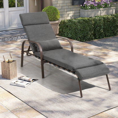 Chaise longue d'extérieur réglable avec coussin, idéale pour la plage et la piscine