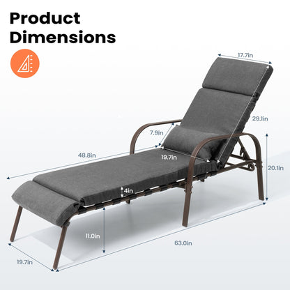 Chaise longue d'extérieur réglable avec coussin, idéale pour la plage et la piscine