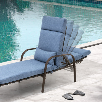 Chaise longue d'extérieur réglable avec coussin, idéale pour la plage et la piscine