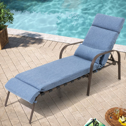 Chaise longue d'extérieur réglable avec coussin, idéale pour la plage et la piscine