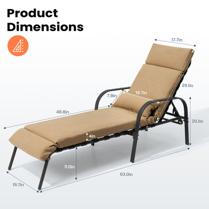 Chaise longue d'extérieur réglable avec coussin, idéale pour la plage et la piscine