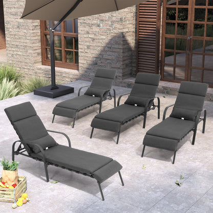 Chaise longue d'extérieur réglable avec coussin, idéale pour la plage et la piscine