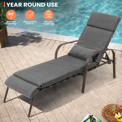 Chaise longue d'extérieur réglable avec coussin, idéale pour la plage et la piscine