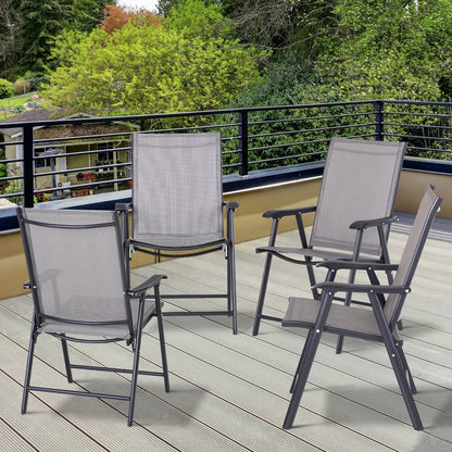 Ensemble de 4 chaises de patio pliantes Outsunny au design simple et élégant, confortables pour la terrasse, le jardin, la cour et les voyages.