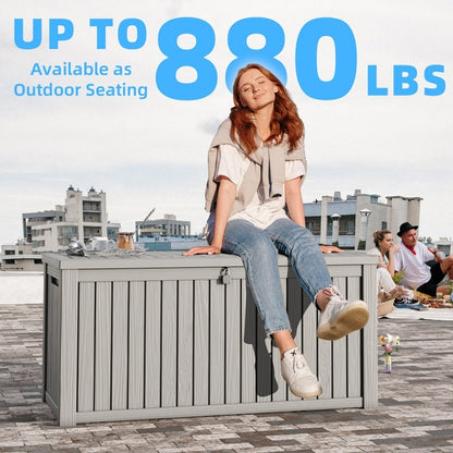 Coffre de rangement extérieur en résine verrouillable pour terrasse