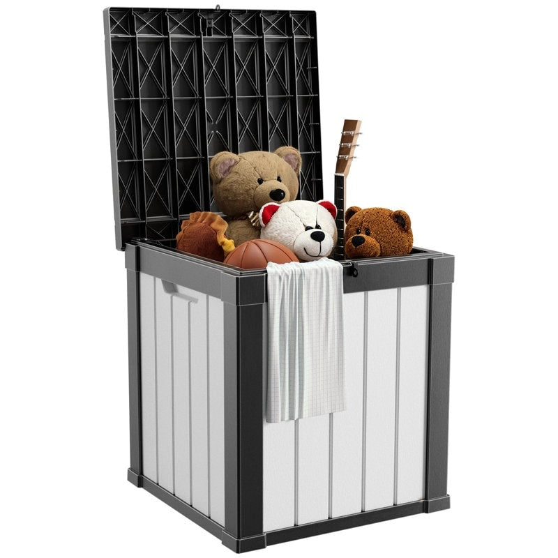 Coffre de rangement extérieur en résine verrouillable pour terrasse