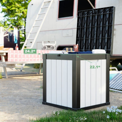 Coffre de rangement extérieur en résine verrouillable pour terrasse