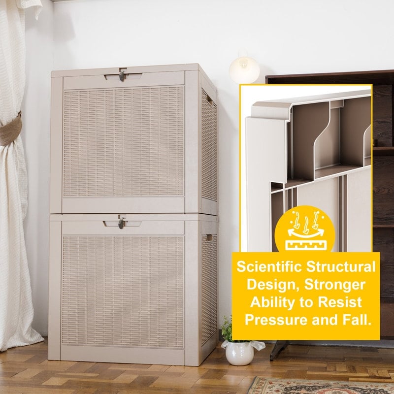 Coffre de rangement extérieur en résine verrouillable pour terrasse