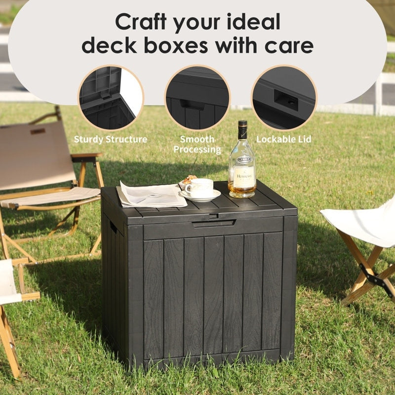 Coffre de rangement extérieur en résine verrouillable pour terrasse