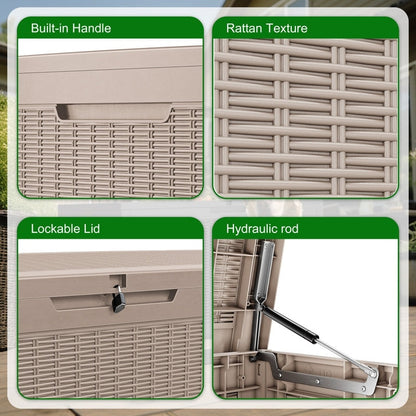 Coffre de rangement extérieur en résine verrouillable pour terrasse