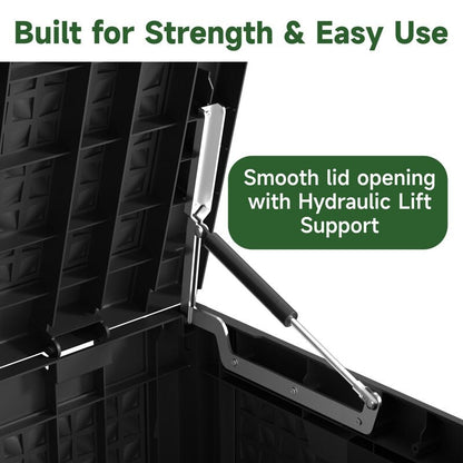 Coffre de rangement extérieur en résine verrouillable pour terrasse