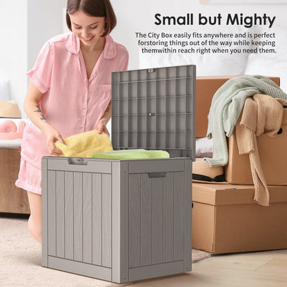 Coffre de rangement extérieur en résine verrouillable pour terrasse