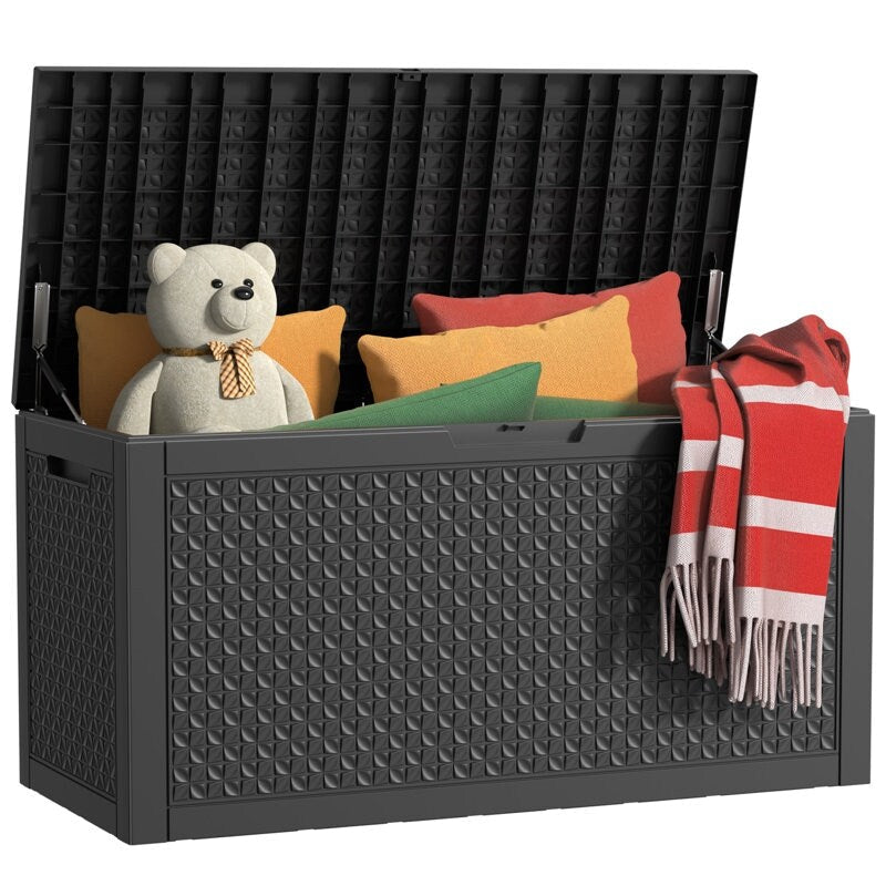 Coffre de rangement extérieur en résine verrouillable pour terrasse