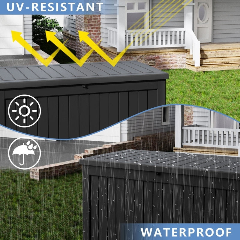 Coffre de rangement extérieur en résine verrouillable pour terrasse