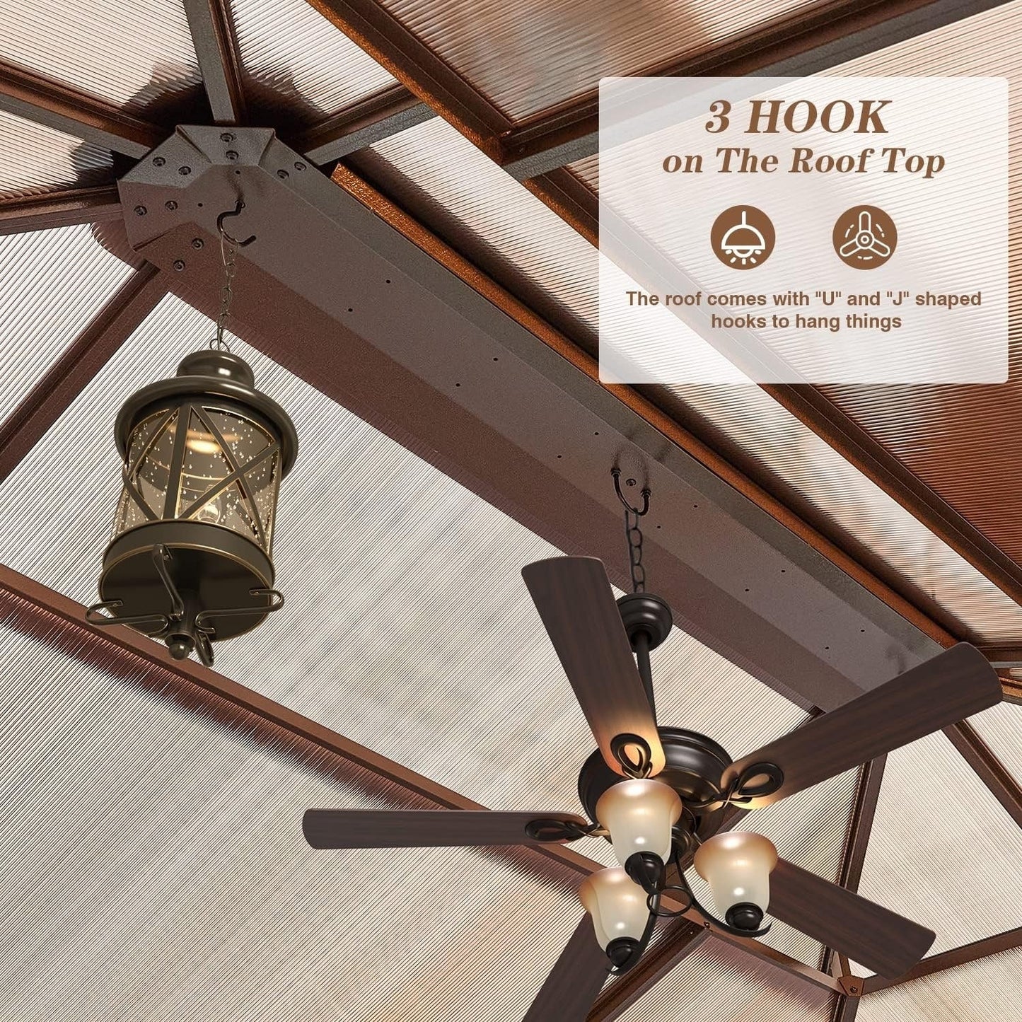 Tonnelle à toit rigide pour jardin – Pergola permanente avec filet, rideaux et double toit, abri extérieur toutes saisons