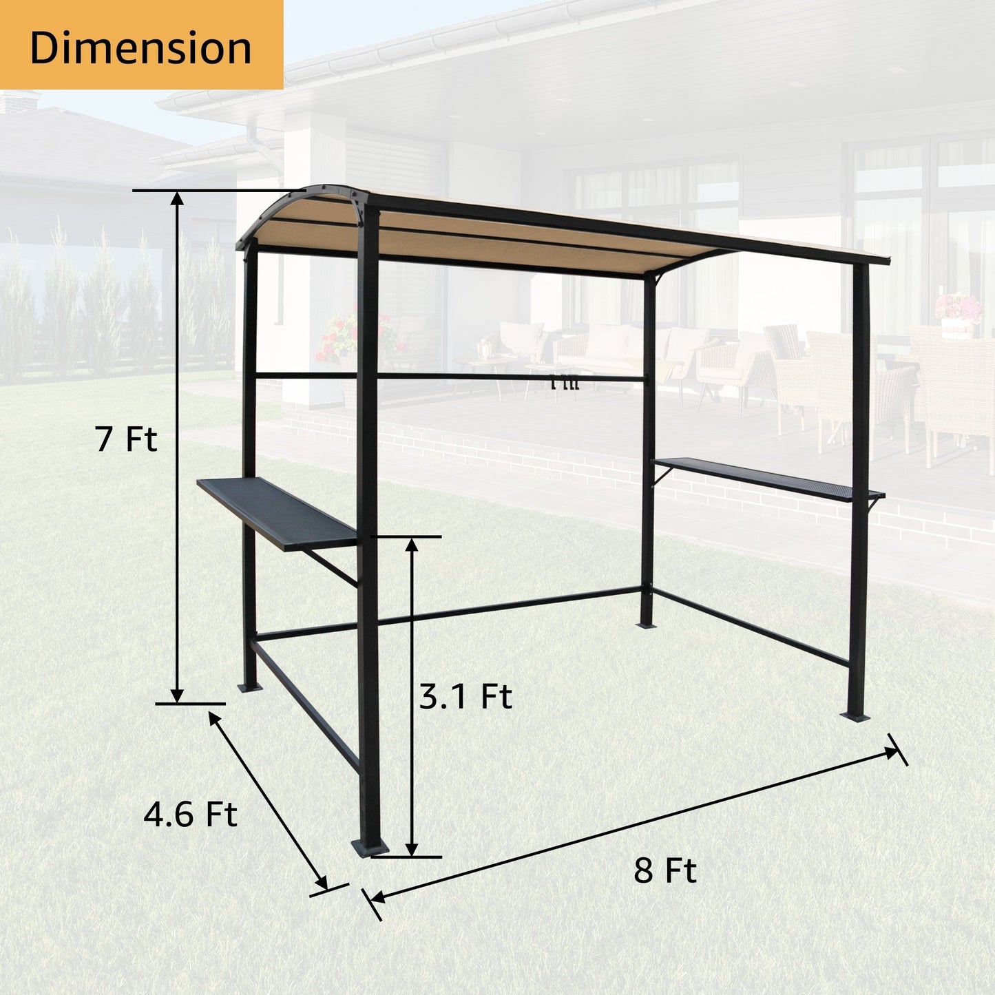 Abri barbecue extérieur en acier de 1,5 m x 2,4 m