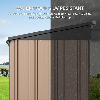 Abri de jardin métallique avec porte verrouillable pour outils et mobilier de terrasse