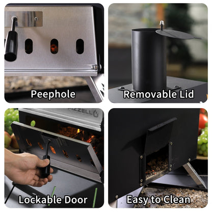 Four à pizza extérieur à bois, 2 étages, idéal pour les fêtes dans le jardin - 30 cm