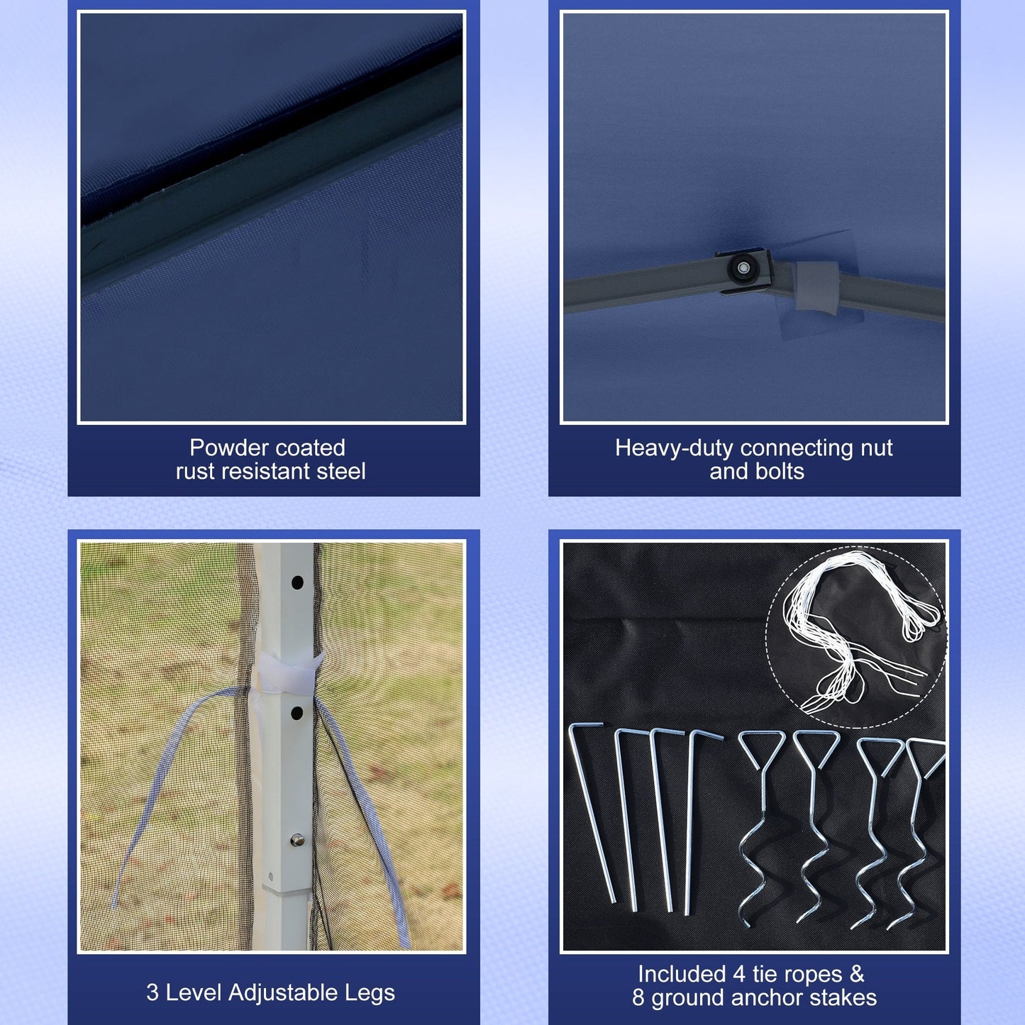 Chapiteau pliant robuste Outsunny 3 m x 3 m avec filets latéraux amovibles, montage facile, idéal pour les fêtes en extérieur.