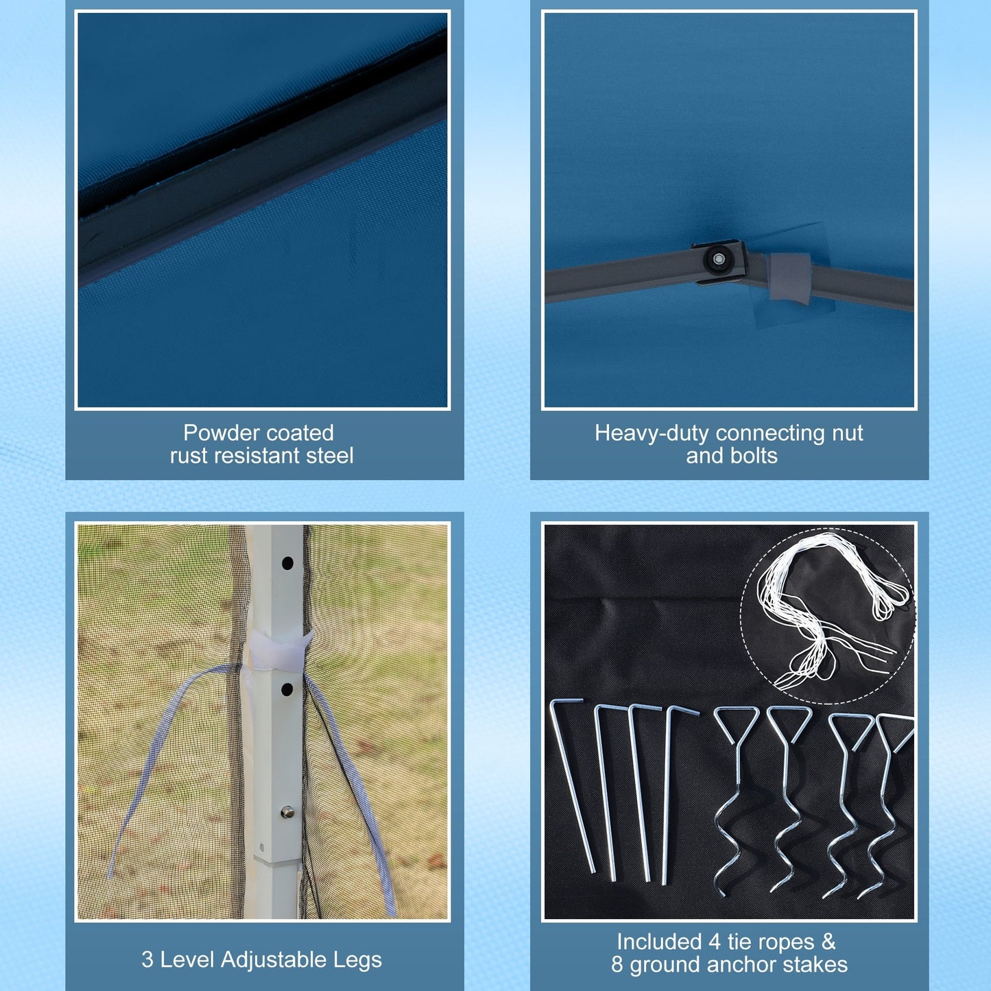 Chapiteau pliant robuste Outsunny 3 m x 3 m avec filets latéraux amovibles, montage facile, idéal pour les fêtes en extérieur.