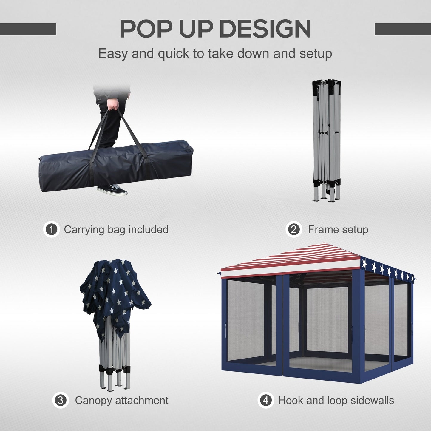 Chapiteau pliant robuste Outsunny 3 m x 3 m avec filets latéraux amovibles, montage facile, idéal pour les fêtes en extérieur.