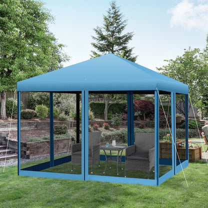 Chapiteau pliant robuste Outsunny 3 m x 3 m avec filets latéraux amovibles, montage facile, idéal pour les fêtes en extérieur.
