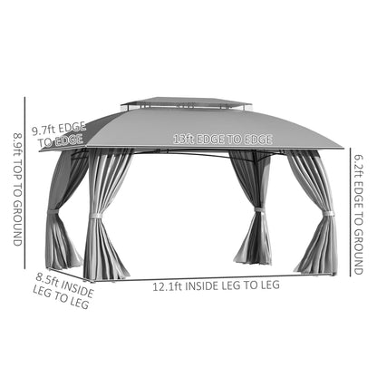 Gazebo de patio Outsunny 3 m x 4 m avec parois latérales, toit à double ventilation et structure en acier