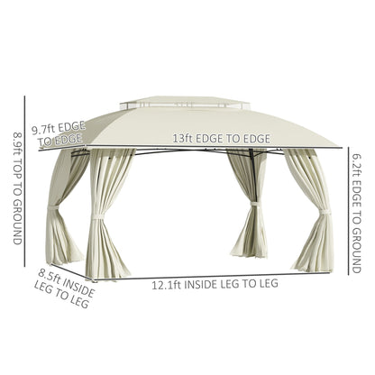 Gazebo de patio Outsunny 3 m x 4 m avec parois latérales, toit à double ventilation et structure en acier