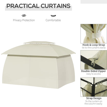 Gazebo de patio Outsunny 3 m x 4 m avec parois latérales, toit à double ventilation et structure en acier