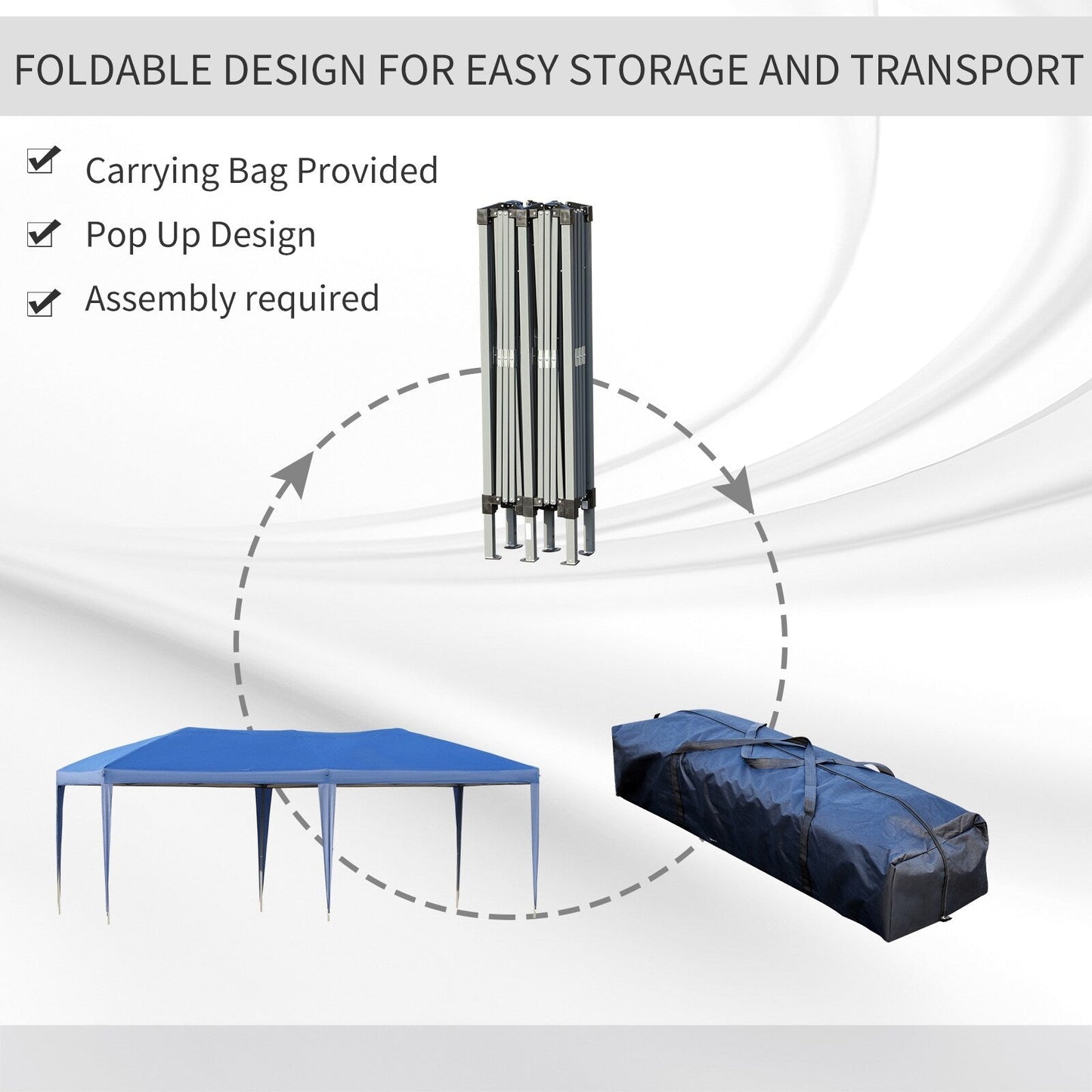 Auvent pliable robuste Outsunny avec structure solide, toit anti-UV et sac de transport pour terrasse, jardin, plage, etc.