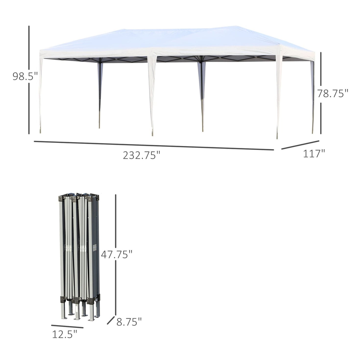 Auvent pliable robuste Outsunny avec structure solide, toit anti-UV et sac de transport pour terrasse, jardin, plage, etc.