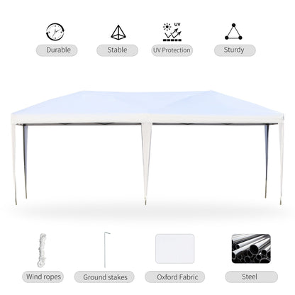 Auvent pliable robuste Outsunny avec structure solide, toit anti-UV et sac de transport pour terrasse, jardin, plage, etc.