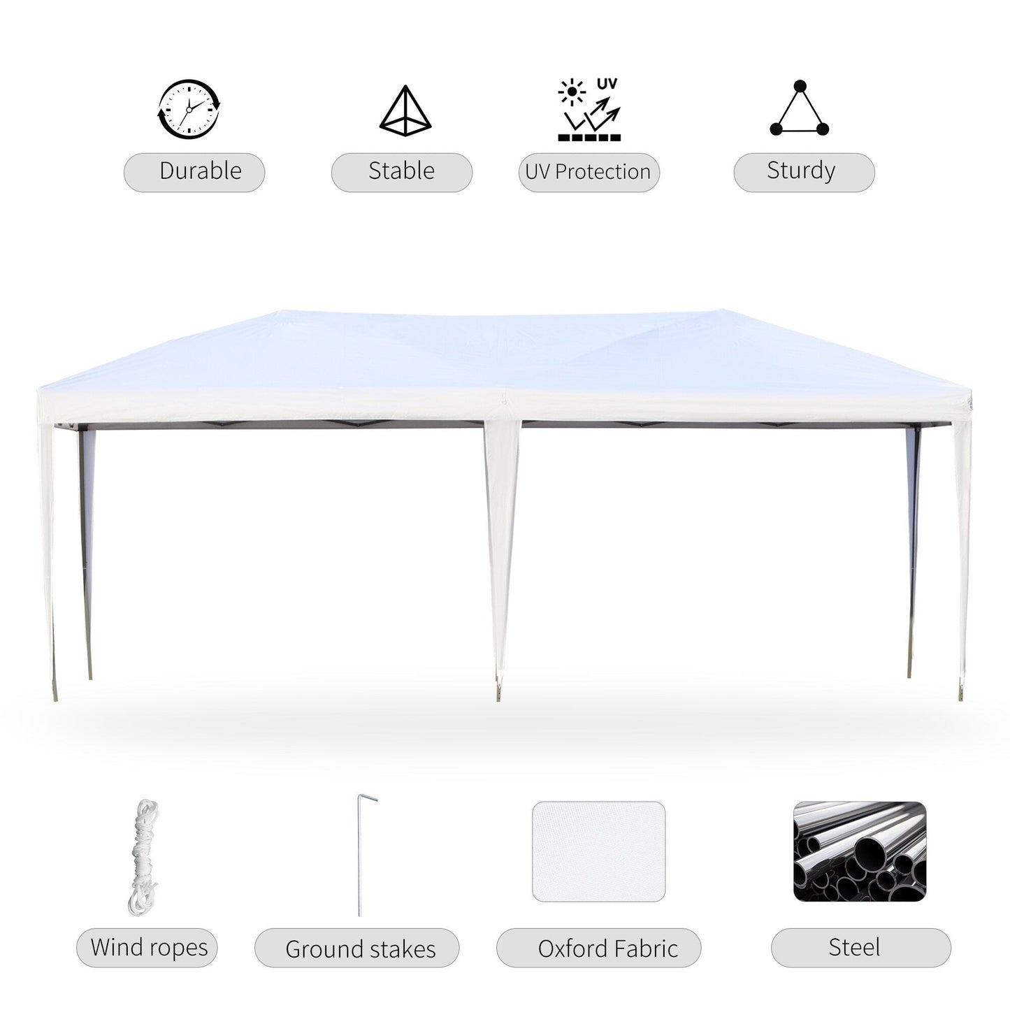 Auvent pliable robuste Outsunny avec structure solide, toit anti-UV et sac de transport pour terrasse, jardin, plage, etc.