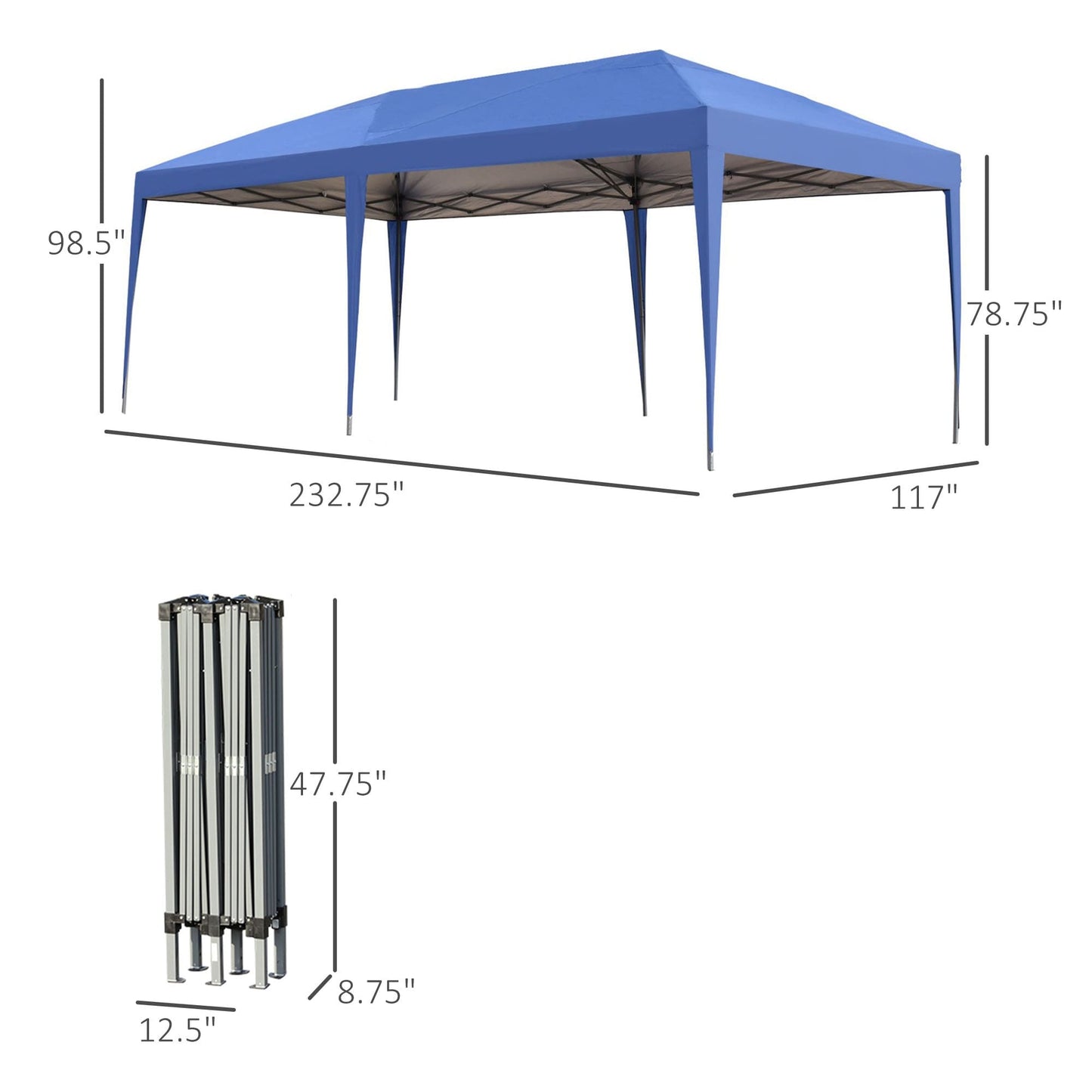 Auvent pliable robuste Outsunny avec structure solide, toit anti-UV et sac de transport pour terrasse, jardin, plage, etc.