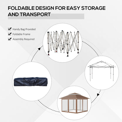 Abri pare-soleil instantané Outsunny 3,65 m x 3,65 m avec parois latérales en filet et hauteur réglable sur 3 niveaux